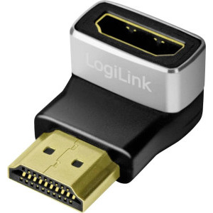 Adaptor Logilink 1x HDMI Male - 1x HDMI Female, Conector 90 grade, Negru