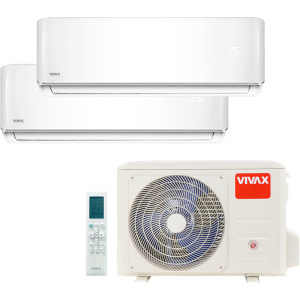 Aer conditionat VIVAX Multisplit R-Design White, 12000 BTU + 12000 BTU, Clasa A++/A+, Wi-Fi Ready, Inverter, Golden Fin, Ionizator