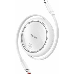 Cablu de date / adaptor Baseus Free2Draw Mini, USB-C Male la USB-C Male, 100 W, Retractabil, 1 m, White