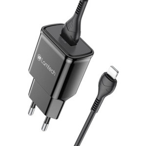 Lamtech LAM020151, 1x USB, 18W, Quick Charge 3.0, Black + Cablu Lightning 1m