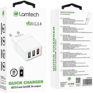 Lamtech LAM021004, 3x USB, Quick Charge 3.0, White