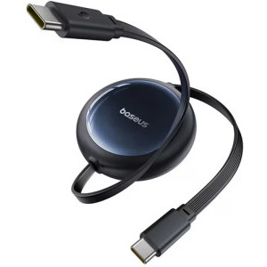 Cablu de date / adaptor Baseus Nomos, USB-C Male la USB-C Male, 100 W, Retractabil, 1.5 m, Black