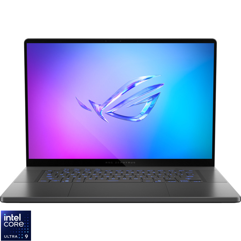 Laptop ASUS Gaming 16'' ROG Zephyrus G16 OLED GU605CP, 2.5K 240Hz G-Sync, Procesor Intel® Core™ Ultra 9 285H (24M Cache, up to 5.40 GHz), 32GB LPDDR5X, 1TB SSD, GeForce RTX 5070 8GB, Win 11 Pro, Eclipse Gray