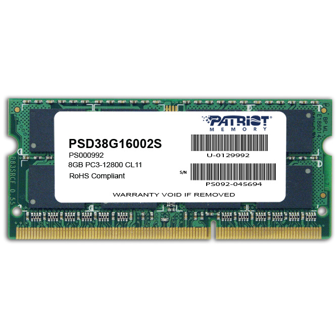 Memorie notebook Patriot Signature, 8GB, DDR3, 1600MHz, CL11, 1.5v