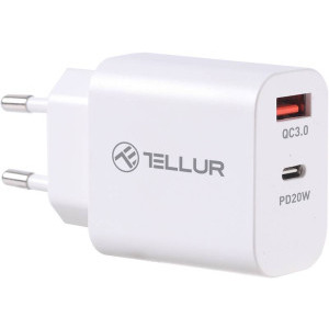 Tellur PDHC101 1x USB, 1x USB-C, alb, tehnologia Quick Charge 3.0