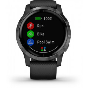 Garmin Vivoactive 4, negru, curea silicon negru, GPS + HR