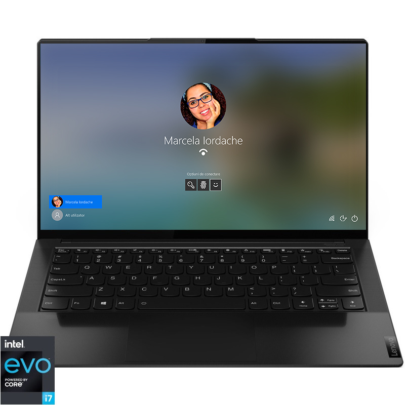 Ultrabook Lenovo 14” Yoga Slim 9 14ITL5, UHD IPS Touch, Procesor Intel® Core™ i7-1165G7 (12M Cache, up to 4.70 GHz, with IPU), 16GB DDR4X, 1TB SSD, Intel Iris Xe, Win 10 Home, Shadow Black Lenovo imagine noua idaho.ro