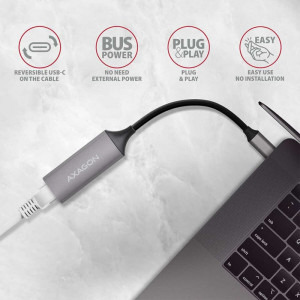 AXAGON 1x USB 3.2 Tip C Male - 1x RJ-45 Female Gri