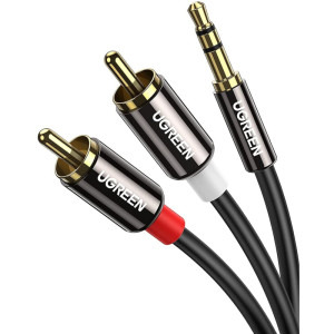 Ugreen AV116, Jack 3.5 mm Male - 2x RCA Male, 3m, negru