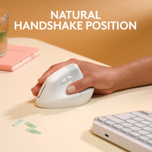 Logitech Lift for Mac, Vertical Ergonomic, Bluetooth, White