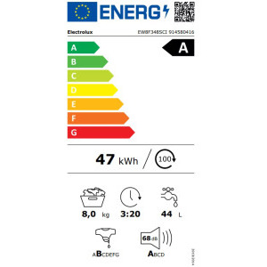 Electrolux EW8F348SCI, 8 kg, 1400 RPM, Inverter, Clasa A, SteamCare, Display LED, Alb