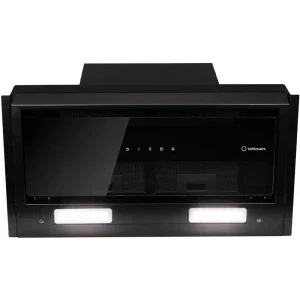 Turbionaire integrata TEN60BB, Putere de absorbtie 800 m3/h, Clasa A++, Iluminare LED, Dubla aspiratie, Sticla tratata termic, 60 cm, Negru