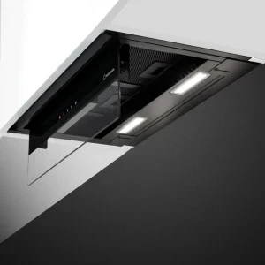 Turbionaire integrata TEN60BB, Putere de absorbtie 800 m3/h, Clasa A++, Iluminare LED, Dubla aspiratie, Sticla tratata termic, 60 cm, Negru