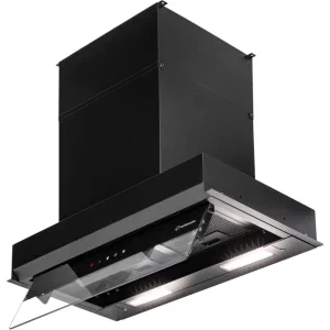 Hota incorporabila Turbionaire integrata TEN60BB, Putere de absorbtie 800 m3/h, Clasa A++, Iluminare LED, Dubla aspiratie, Sticla tratata termic, 60 cm, Negru