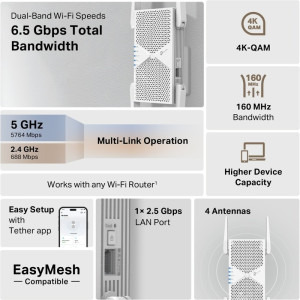TP-LINK 2.5Gigabit RE405BE Dual-Band WiFi 7