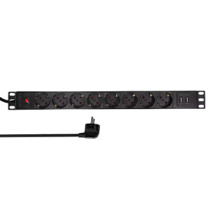 Logilink 8x Schuko, 2m, Black
