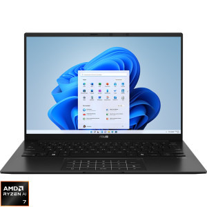 Laptop ASUS 14 Zenbook 14 UM3406GA, WUXGA OLED, Procesor AMD Ryzen™ AI 7 445 (8M Cache, up to 4.6 GHz), 32GB LPDDR5X, 1TB SSD, AMD Radeon 840M, Win 11 Pro, Jade Black