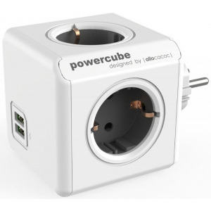 Allocacoc PowerCube Original, 2x USB, 4x Schuko, Grey