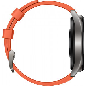 Huawei WATCH GT, Bluetooth, GPS, corp argintiu, curea silicon portocaliu, rezistent la apa, senzor HR