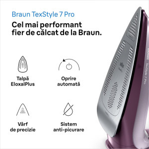 Braun Fier de calcat TexStyle 7 Pro SI7181VI, 3100W, 50g/min, Violet