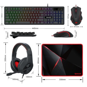 Kit Gaming Redragon S137 Gaming Essentials 4 in 1 Black - PC Garage