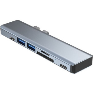 Tech-Protect 7-in-2 V5, dual USB-C, 2x USB 3.0, 2x USB-C, 1x HDMI, grey