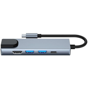 Tech-Protect 5-in-1 V3, 2x USB 3.0, 1x USB-C, 1x HDMI, 1x LAN, grey