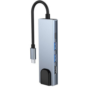 Tech-Protect 5-in-1 V3, 2x USB 3.0, 1x USB-C, 1x HDMI, 1x LAN, grey