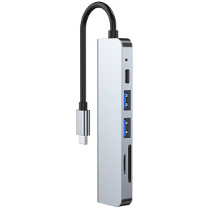 Tech-Protect 6-in-1 V4, 2x USB 3.0, 1x USB-C, 1x HDMI, SD reader, grey