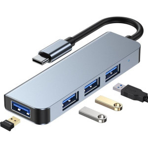 Tech-Protect 4-in-1 V1, 1x USB 3.0, 3x USB 2.0, grey