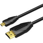 Cablu video Vention HDMI Male - Micro HDMI Male, v2.0, 1 m, Negru