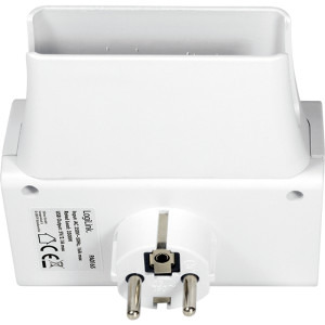 Logilink PA0165, 1x Schuko, 2x USB-A, Iluminare LED, Suport pentru telefon, Alb