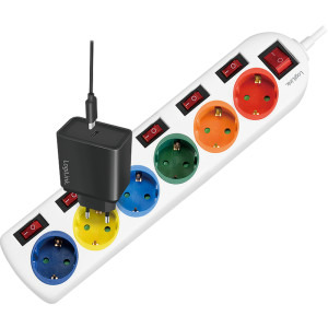 Logilink LPS259, 6x Schuko, 1.5m, Alb-Multicolor