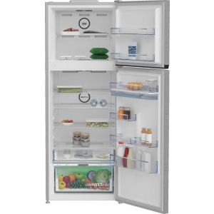 Beko B5RDNE504LDXB, 477 L, No Frost, HarvestFresh, Everfresh+, AeroFlow, Dispenser apa, Compartiment 0°C, Clasa E, 185 cm, Metal Look