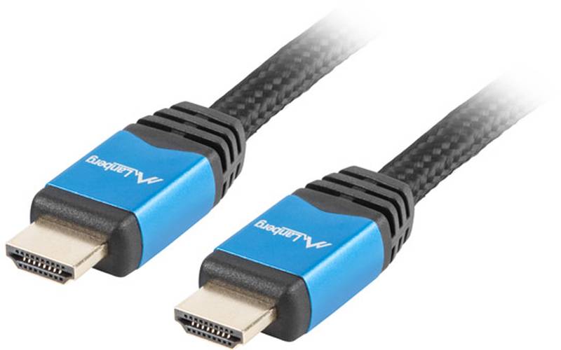 Cablu video Lanberg HDMI Male - HDMI Male, v2.0, 3m, negru-albastru
