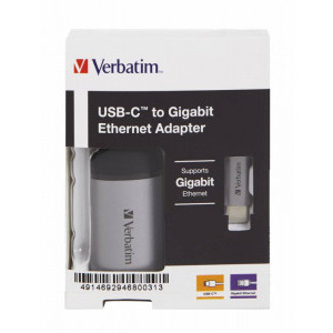 Verbatim 1x USB-C Male - 1x RJ-45 Female, negru-gri