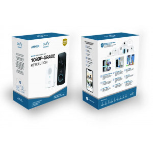 eufy Set Sonerie video cu difuzor wireless, 1080p Full HD, Autonomie 4 luni, Negru