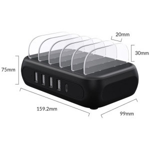 Orico Statie incarcare, 4x USB, 1x USB-C, APD-4U1C, Black