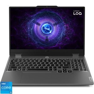 Laptop Lenovo Gaming 15.6 LOQ 15IAX9, FHD IPS 144Hz, Procesor Intel® Core™ i5-12600HX (18M Cache, up to 4.60 GHz), 16GB DDR5, 512GB SSD, GeForce RTX 3050 6GB, No OS, Luna Grey