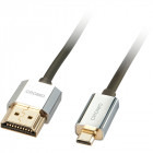 Cablu video LINDY CROMO Slim, Micro HDMI Male - HDMI Male, v1.4, 2m, negru-argintiu