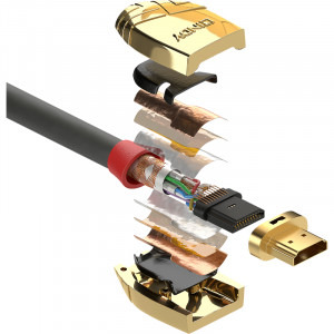 LINDY Gold, HDMI Male - HDMI Male, v2.0, 7.5m, gri-auriu