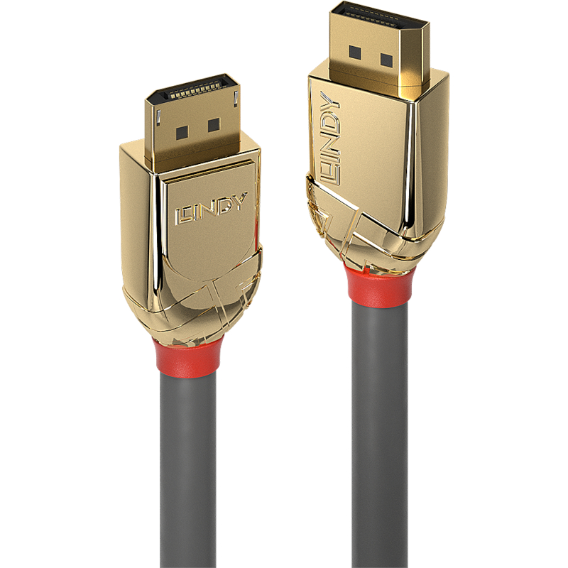 Cablu video LINDY Gold, DisplayPort Male - DisplayPort Male, v1.4, 2m, gri-auriu