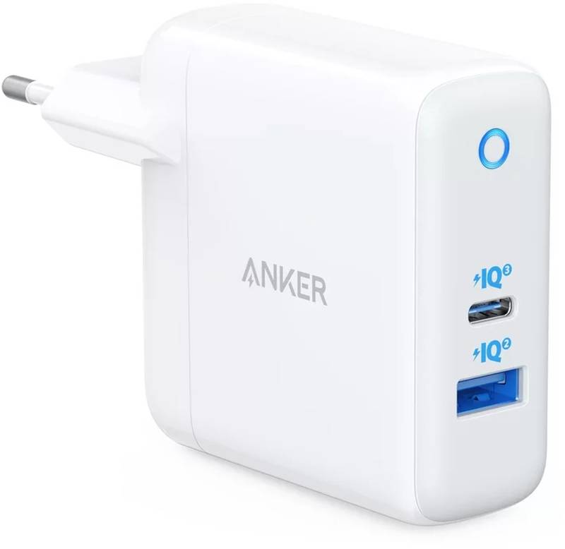 Incarcator retea Anker PowerPort PD+ 2, 1x USB-C, 1x USB, 35W, White-Grey