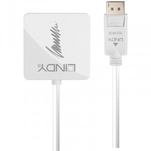 LINDY 1x DisplayPort 1.2 Male - 1x HDMI 1.4 Female + 1x DVI-D Female + 1x VGA Female, alb