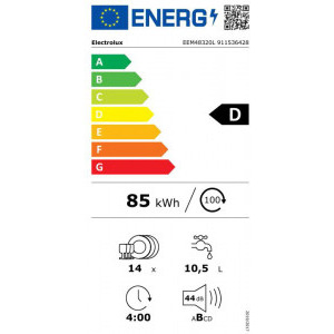 Electrolux EEM48320L, 14 seturi, 8 programe, Clasa D, Inverter, TimeBeam, QuickSelect, SatelliteClean, AirDry, MaxiFlex, Indicator luminos, 60 cm