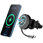 Suport Lemontti MagSage Magnetic, Auto, Incarcare wireless, cablu retractabil USB-C, 1m, Black
