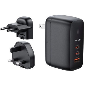 Mcdodo Mecha Series GaN, 1x USB, 2x USB-C, 65W, Black + Cablu USB-C la USB-C, 60W, 2m, Black