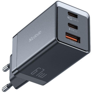 Mcdodo Mini Pro Fast Charger, 1x USB, 2x USB-C, 67W, Black + Cablu USB-C la Lightning, 1.2m, Black