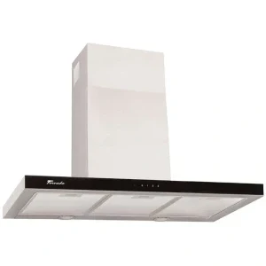 Tornado decorativa Lara 1200, Putere de absorbtie 1200 m3/h, 3 trepte, Clasa A, 90 cm, Inox/Negru