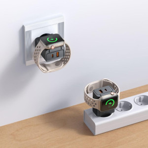 Mcdodo 1x USB, 1x USB-C, Fast Charge 30W, Black cu Incarcator wireless integrat pentru Apple Watch